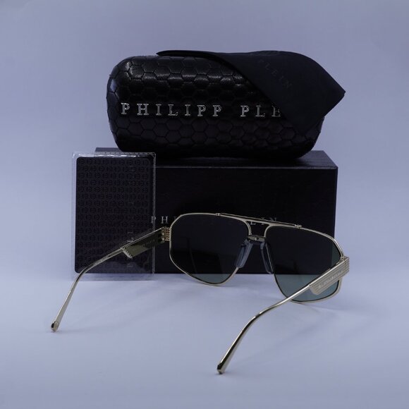 Philipp Plein SPP106M 08FF Aviator Sunglasses – Gold/Green Gradient - Picture 4 of 10